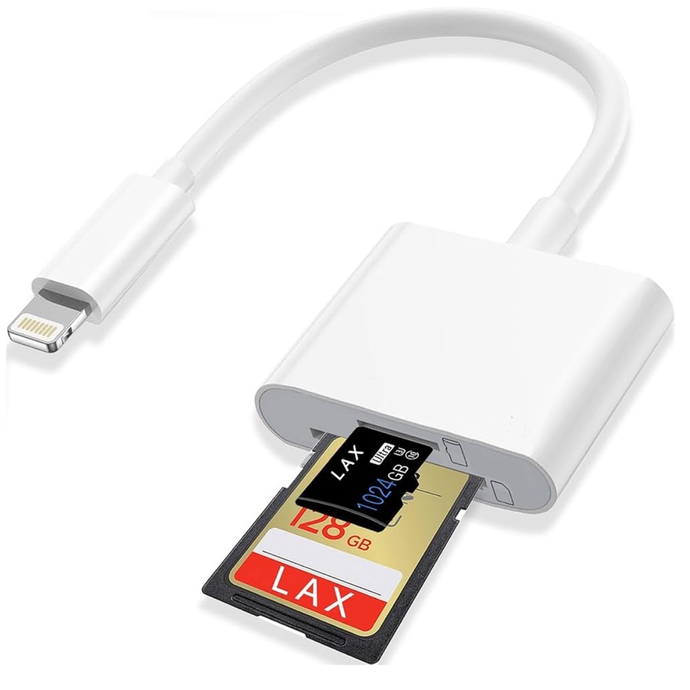 White SD Card Adapter for iPhone